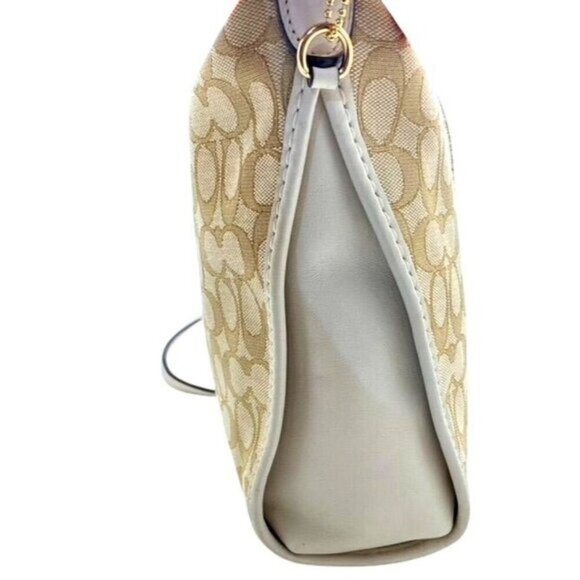 Coach Signature Jacquard Small Dufflette Beige Gold Shoulder Bag 25697 With COA - Picture 10 of 13